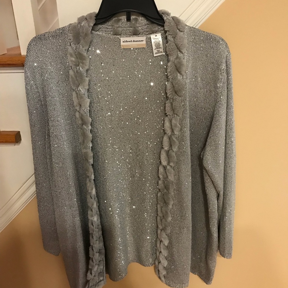 Alfred Dunner embellished sweater with faux fur